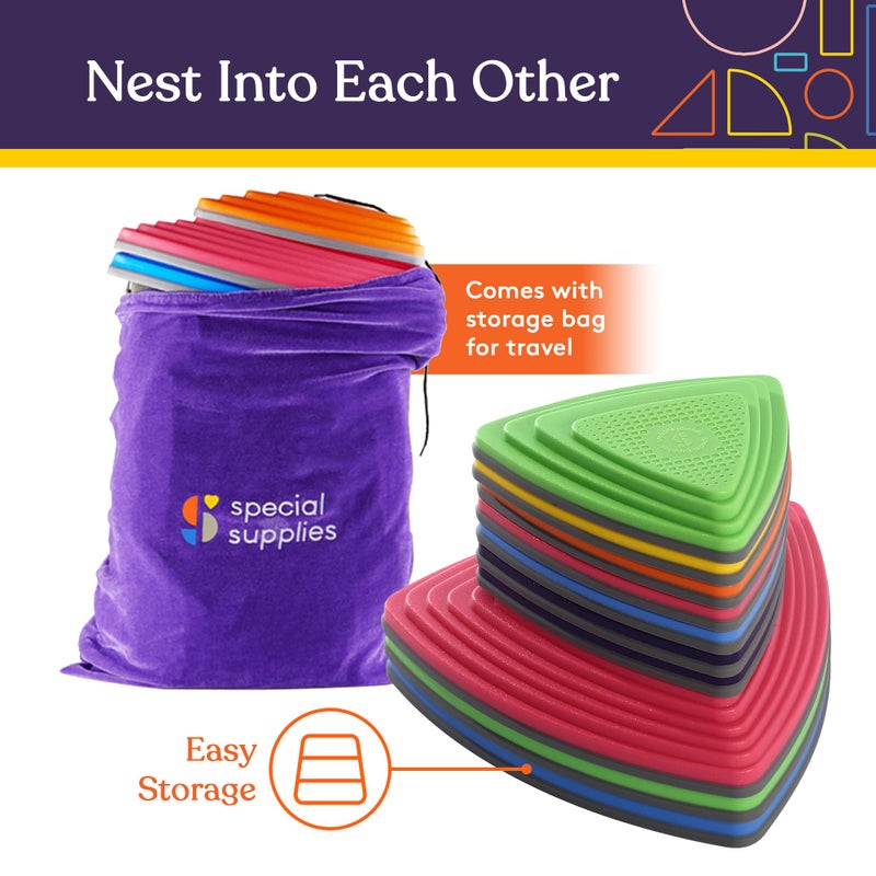 Special Supplies 10 Stepping Stones for Kids Indoor and Outdoor Balance Blocks Promote Coordination, Balance Strength Child Safe Rubber, Non-Slip Edging (Primary) - Image 4