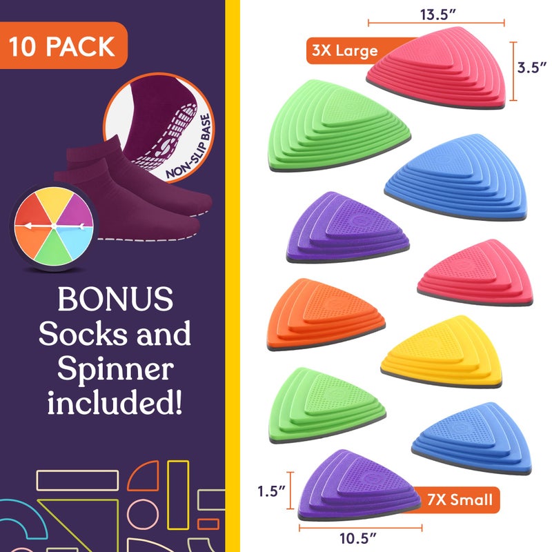 Special Supplies 10 Stepping Stones for Kids Indoor and Outdoor Balance Blocks Promote Coordination, Balance Strength Child Safe Rubber, Non-Slip Edging (Primary) - Image 2