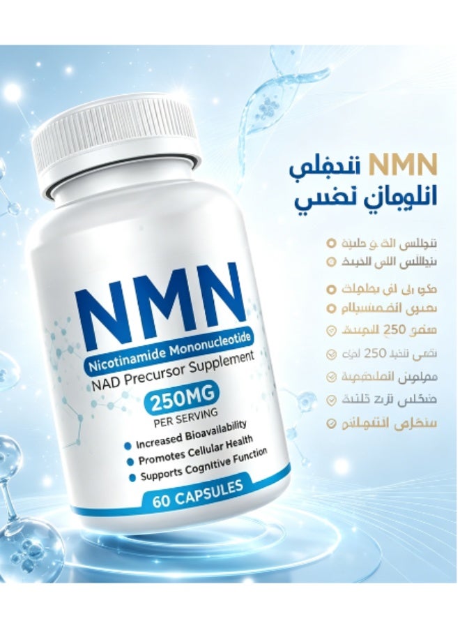 مااك10 فورميولاز مكمل NMN، ٢٥٠ ملغ لكل جرعة، ٦٠ كبسولة - نيكوتيناميد أحادي النوكليوتيد، طليعة NAD+، زيادة التوافر الحيوي، يدعم صحة الخلايا والوظائف الإدراكية - Image 1