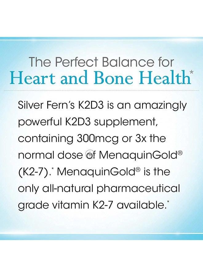 Silver Fern Vitamin K2-D3 Supplement Brand - Natural, Non-Synthetic - K2-7 as Menaquinone-7 (MK-7) - D3 as cholecalciferol - Bone, Heart & Energy Support (2 Bottles - 60 Capsules - 60 Servings) - Image 4