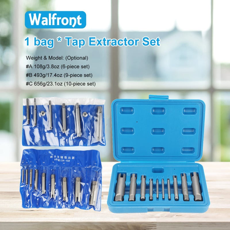 Walfront 10 Pcs Tap Extractor Set Broken Head Screw Remover Steel Screw Remover Tool 3 Types - Image 3