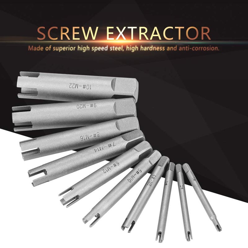 Walfront 10 Pcs Tap Extractor Set Broken Head Screw Remover Steel Screw Remover Tool 3 Types - Image 5
