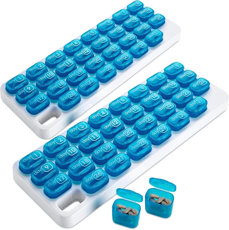MEDca Monthly Pill Organizer - (Pack of 2) 31 Day Pill Organizer with Large Removable Medication Pods, Portable Pill Case Box and Holder for Daily Medicine and Vitamins, Great for Travel - Image 1