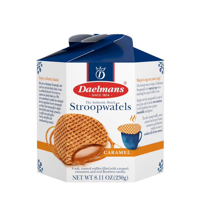 Daelmans Caramel Stroopwafels - Waffle Cookies, Sweet Snack for Coffee & Tea, Authentic Soft Toasted Dutch Waffles, Cinnamon, Bourbon Vanilla, Certified Kosher Dairy - 8.11 oz (Pack of 1) - Image 1