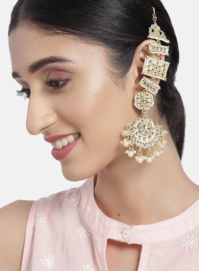 Peora Indian Traditional Jewellery Gold Plated Chandbali Moon Shape Earrings for Women - Image 2