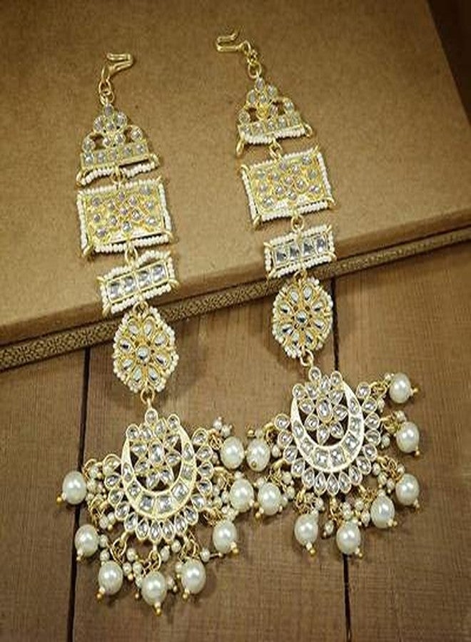 Peora Indian Traditional Jewellery Gold Plated Chandbali Moon Shape Earrings for Women - Image 4
