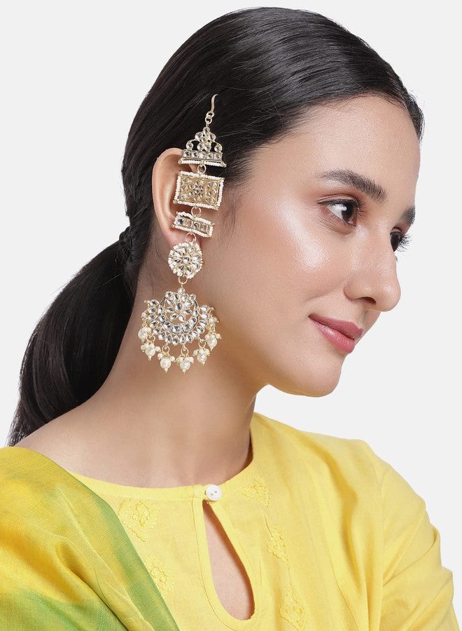 Peora Indian Traditional Jewellery Gold Plated Chandbali Moon Shape Earrings for Women - Image 3