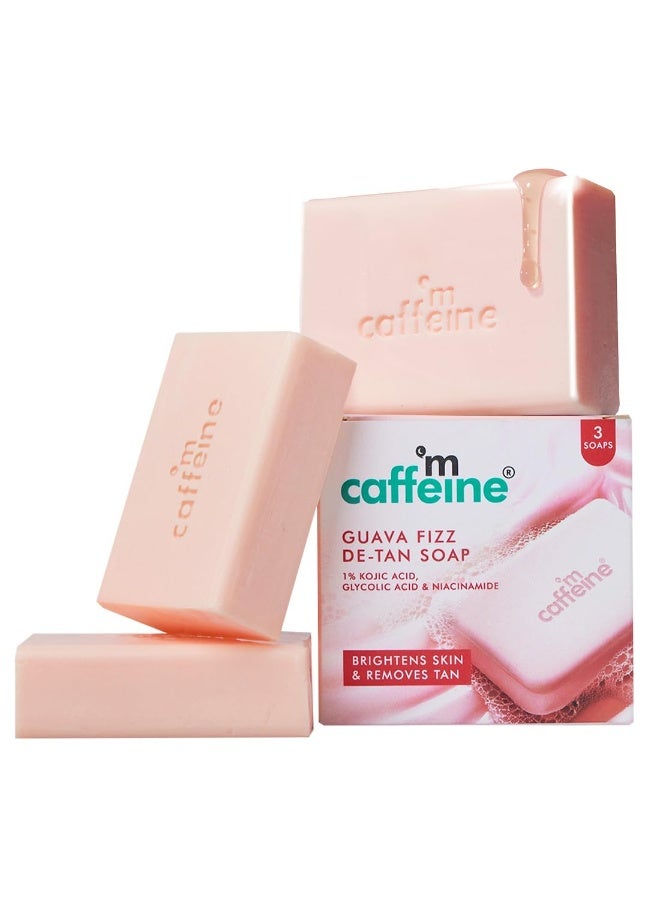 إم كافيين صابون إم كافيين لتفتيح البشرة وإزالة الاسمرار - 1% حمض كوجيك وغلوتاثيون - عبوة من 3 قطع (100 غرام) | نياسيناميد، حمض الجليكوليك - يُقلل من البقع الداكنة | صابونة معطرة برائحة الجوافة اللاذعة | صابون استحمام مرطب للنساء والرجال - Image 1