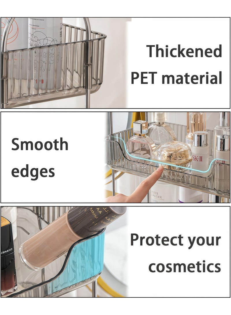 Bathroom Organizer Countertop, Makeup Storage, Skincare Cosmetic Tray Shelf, Perfume Holder Rack for Vanity Counter, Large Capacity, Easy to Install, Clean, 2 Tiers, Grey - Image 4