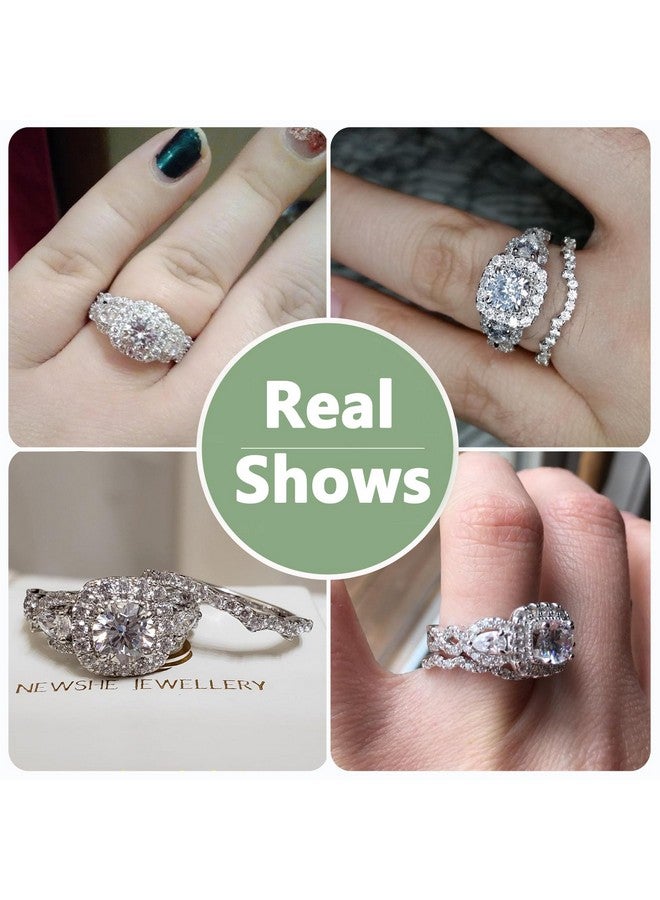 Newshe Jewellery Newshe Engagement Wedding Ring Set For Women 925 Sterling Silver 2.4Ct Round Pear White Cz Size 313 (Brilliant Round Shape 4.5) - Image 3