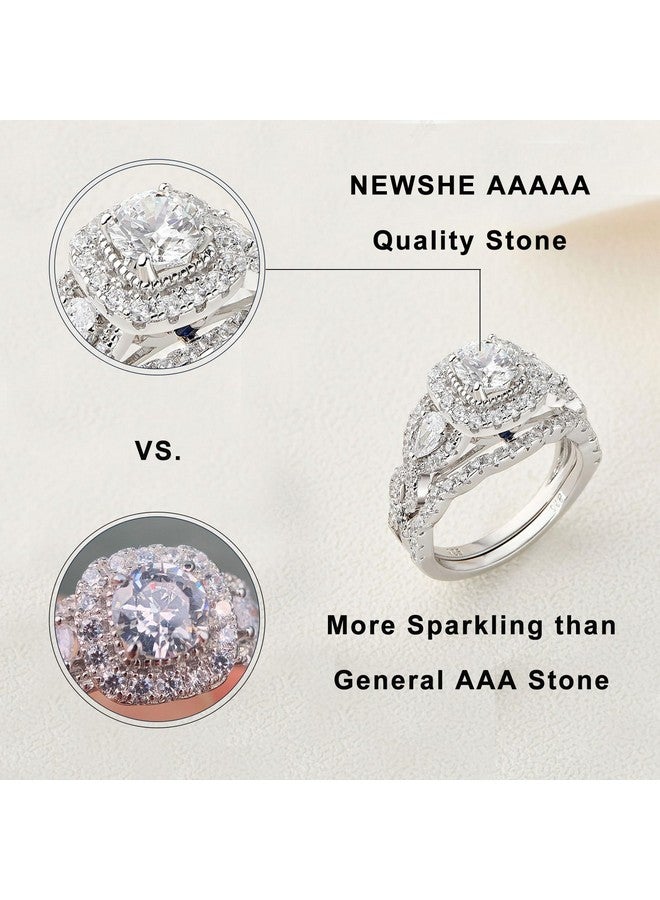 Newshe Jewellery Newshe Engagement Wedding Ring Set For Women 925 Sterling Silver 2.4Ct Round Pear White Cz Size 313 (Brilliant Round Shape 4.5) - Image 4