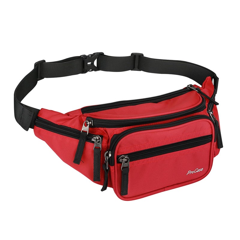 ProCase Fanny Pack Waist Packs for Men Women Waist Bag Hip Pack for Travel Hiking Running Outdoor Sports Red Medium - Image 2