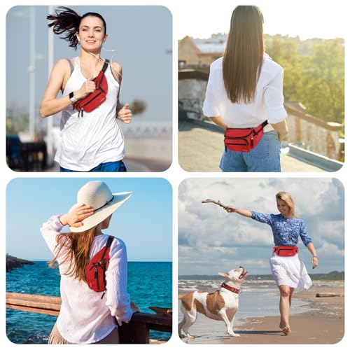 ProCase Fanny Pack Waist Packs for Men Women Waist Bag Hip Pack for Travel Hiking Running Outdoor Sports Red Medium - Image 3