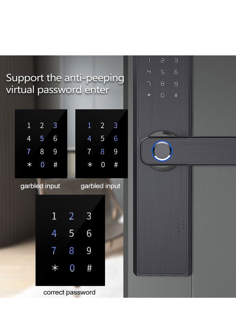 Generic - Electronic Smart Lock, WIFI App, fingerprint ,M1 card , Pass word or key 5-in-1 to unlock, Intelligent Biometric Fingerprint Aluminium Alloy Door Locks (Suitable for door thickness 3.5-4.5cm) - Image 1