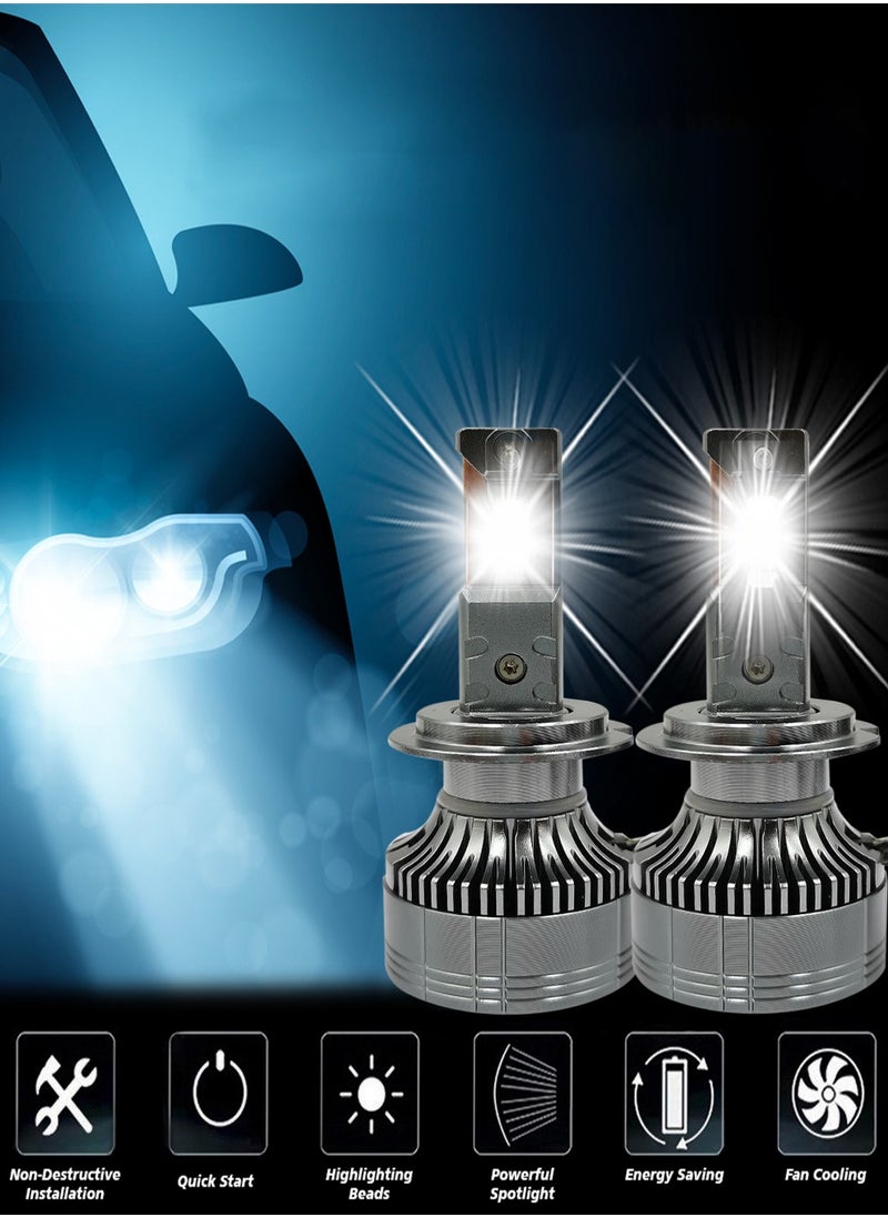 100Miles 100 Miles Car LED Headlight H7 55W 12000LM 6500K with Cooling Fan  - Image 5
