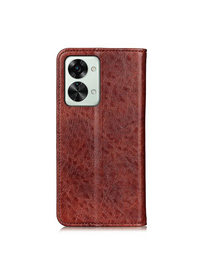 اس-توب جراب هاتف OnePlus Nord 2T من الجلد بتصميم حصان مجنون مغناطيسي قابل للطي أفقيًا - Image 3