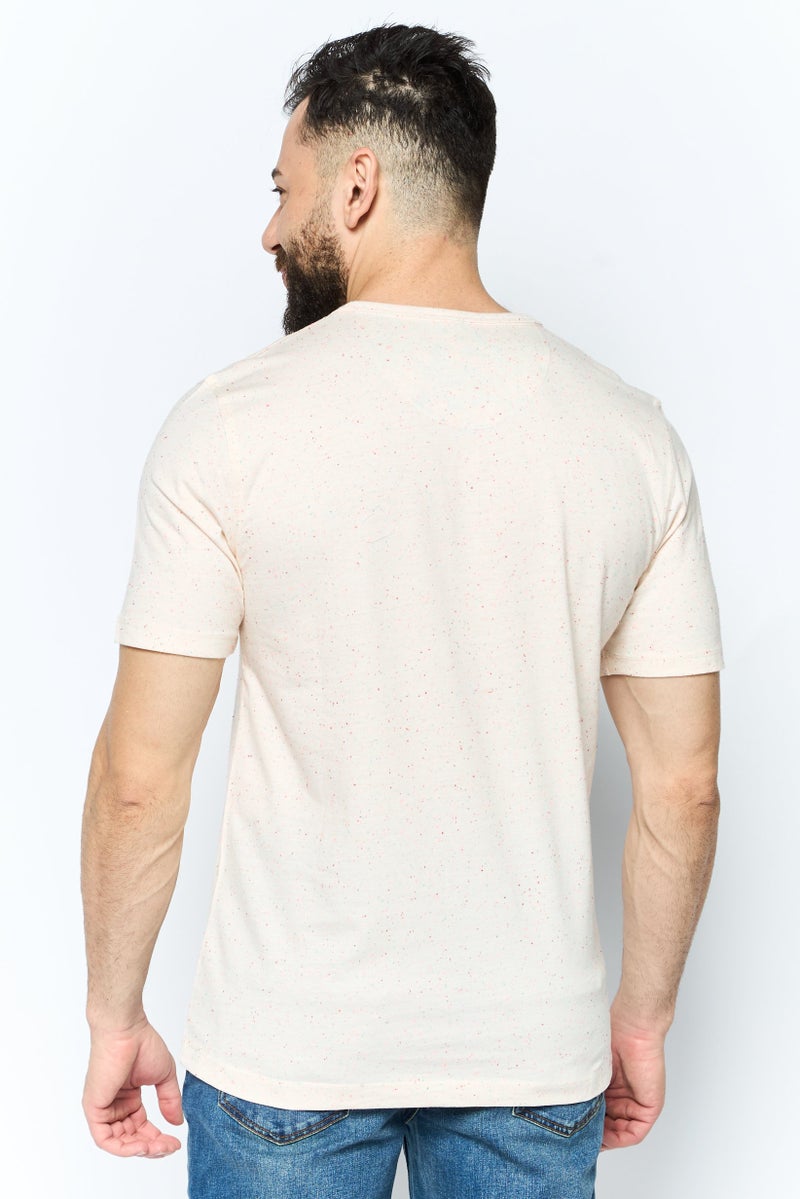 Project Essentials Men Crew Neck Short Sleeve Textured T Shirt, Peach - Image 4