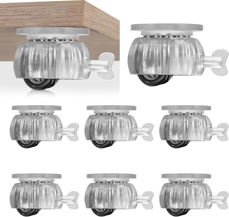 8 Pack No Drill Appliance Casters With Brakes Silent Rollers Double Bearing 100 Load Capacity ABS POM Material - Image 2