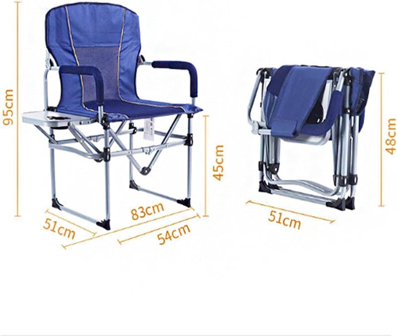 Derovan Portable Folding Director’s Chair – Lightweight Camping Chair with Foldable Side Table & Cup Holder, Ideal for Beach, Picnic, Outdoor Relaxation - Image 2