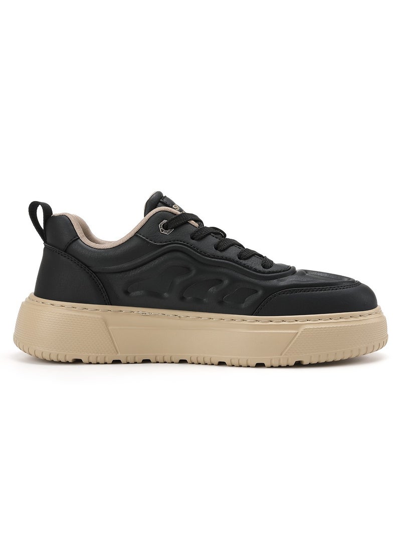 Sky View SKY VIEW Men's Fashion Shoes Ultrafine Fiber Vamp Casual Shoes For Men Non Slip Lace Up Chunky Sneakers Cushioned And Lightweight Low Top Walking Shoes Black-00  - Image 2