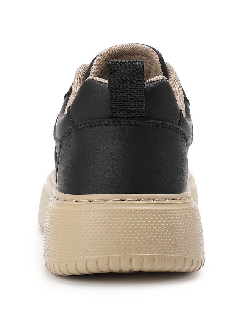 Sky View SKY VIEW Men's Fashion Shoes Ultrafine Fiber Vamp Casual Shoes For Men Non Slip Lace Up Chunky Sneakers Cushioned And Lightweight Low Top Walking Shoes Black-00  - Image 4
