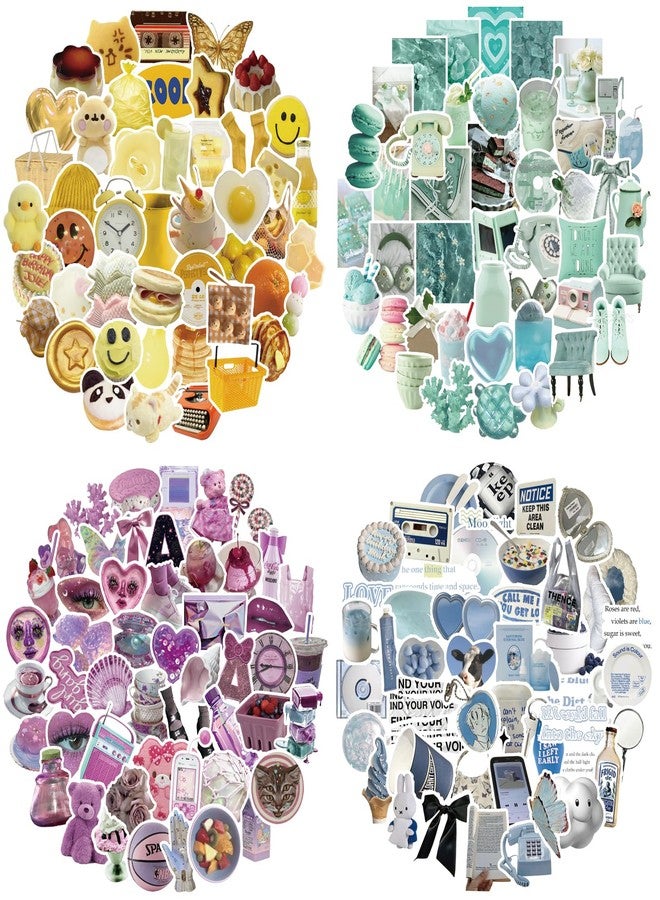 BOMICHI 240 Pcs Colorful Aesthetic Stickers for Scrapbooks,Cute Vinyl Stickers with 4 Different Colorful Themes for Water Bottles Laptop Stickers Skateboard Notebooks Phone Kindle - Image 1
