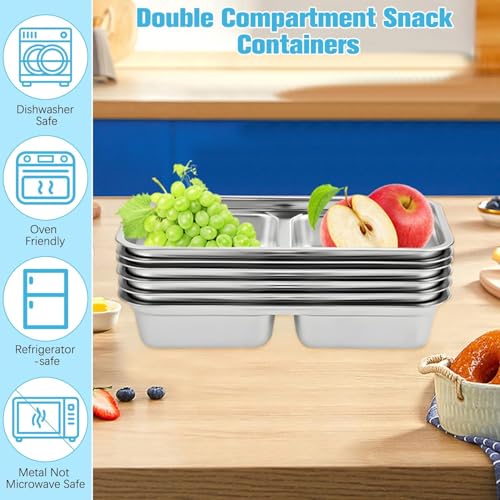 Honbuty® Stainless Steel Snack Containers, Grab and Go Snack Containers Reusable, Double Compartment Food Storage Containers with Lids for Travel and Outdoor Camping - Image 5