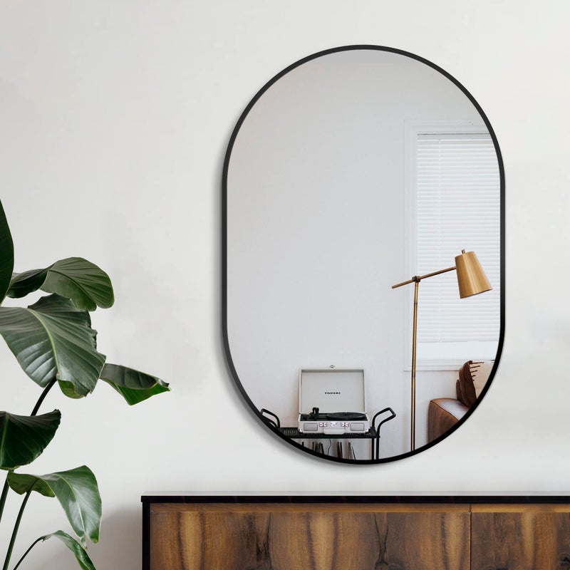 Delma Bathroom Mirror for Wall,36''x24'',Black Oval Mirror for Bedroom Entryway Bathroom, Metal Framed Vanity Mirror(36''x24'',Black) - Image 2