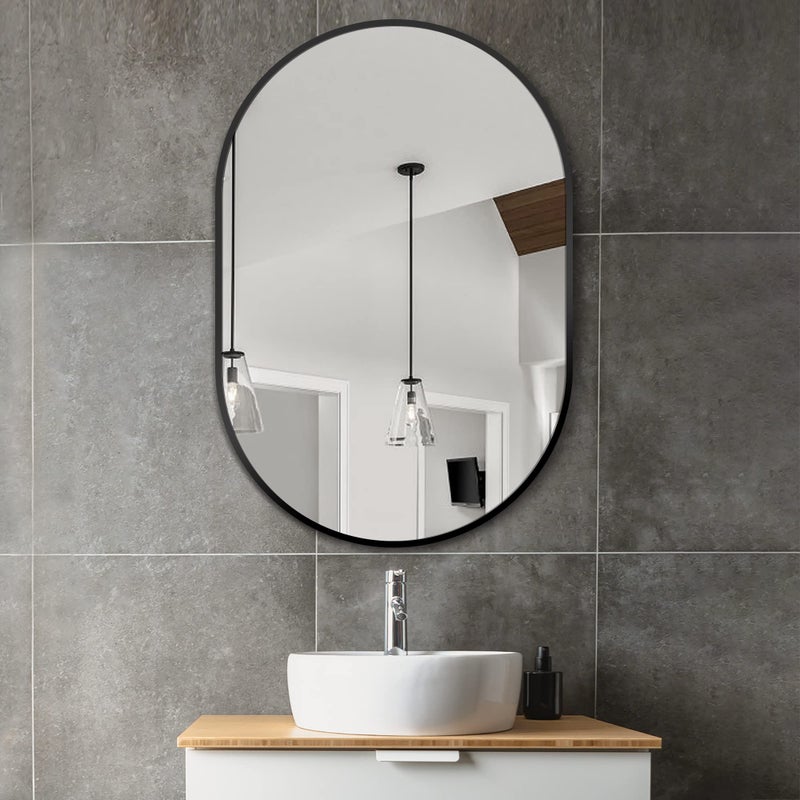 Delma Bathroom Mirror for Wall,36''x24'',Black Oval Mirror for Bedroom Entryway Bathroom, Metal Framed Vanity Mirror(36''x24'',Black) - Image 3