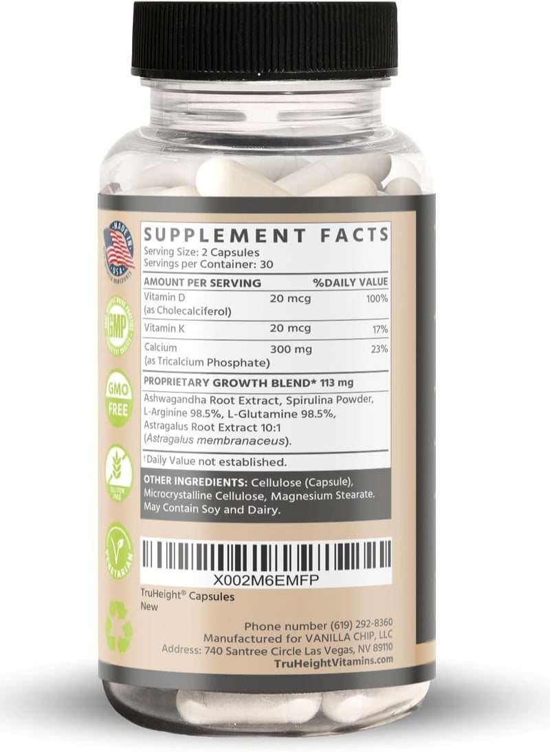 TruHeight  نمو قوي للنمو، مغذيات حيوية لزيادة الطول، 60 كبسولة - Image 2