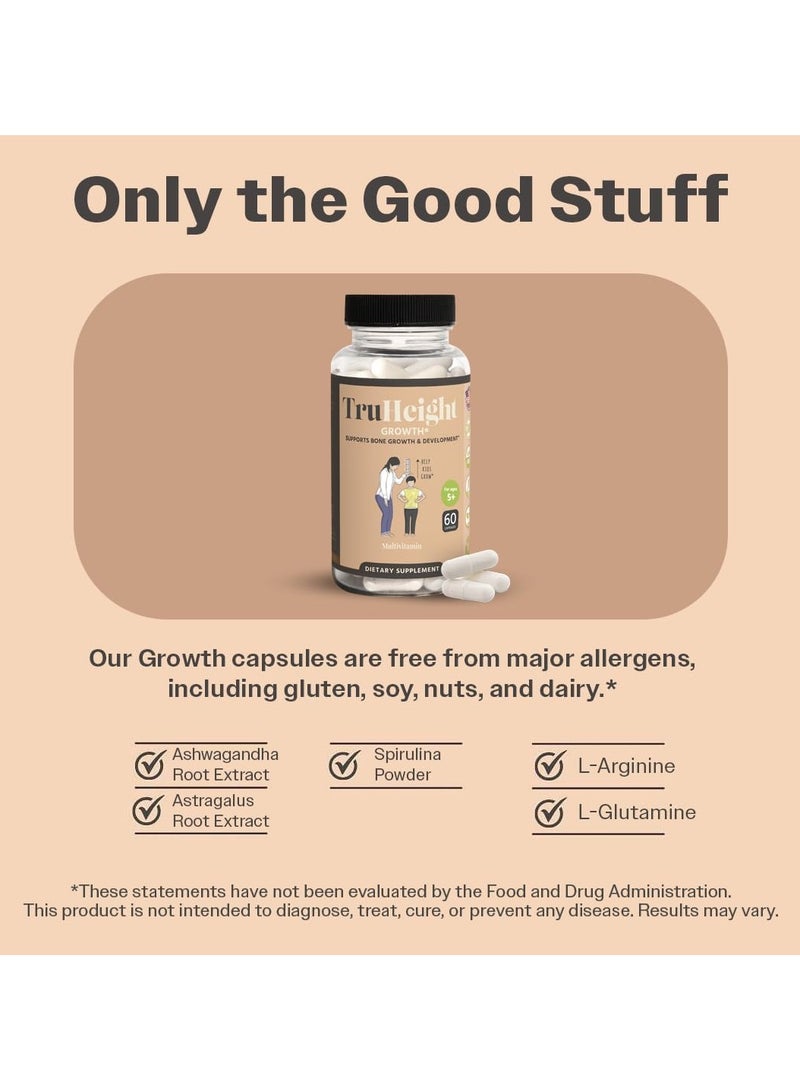 TruHeight  نمو قوي للنمو، مغذيات حيوية لزيادة الطول، 60 كبسولة - Image 3