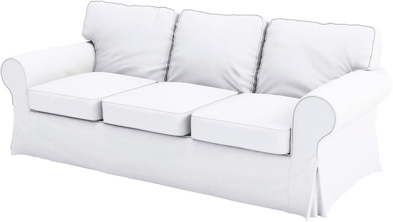 HomeTown Market Heavy Cotton Ektorp Sofa 3 Seat Cover Replacement is Made Compatible for IKEA Ektorp Three Seat Sofa White Sofa 
