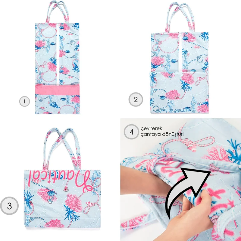 Hamur Dough Beach Towel 100 x 150 cm. Bag Dough Beach Towel Nautical