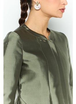 EMPORIO ARMANI Women Regular Fit Long Sleeve Solid Blazer, Sage Green  - Image 4