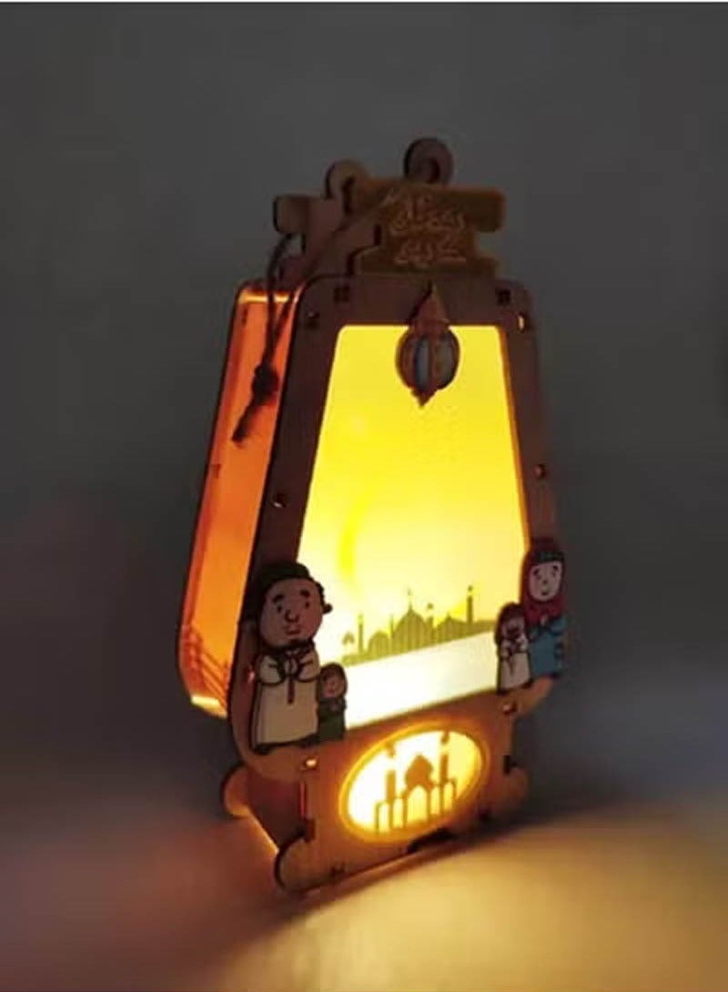 سي او أرماء فوانيس خشبية رمضانية مضيئة  بارتفاع 25 سم - Image 2