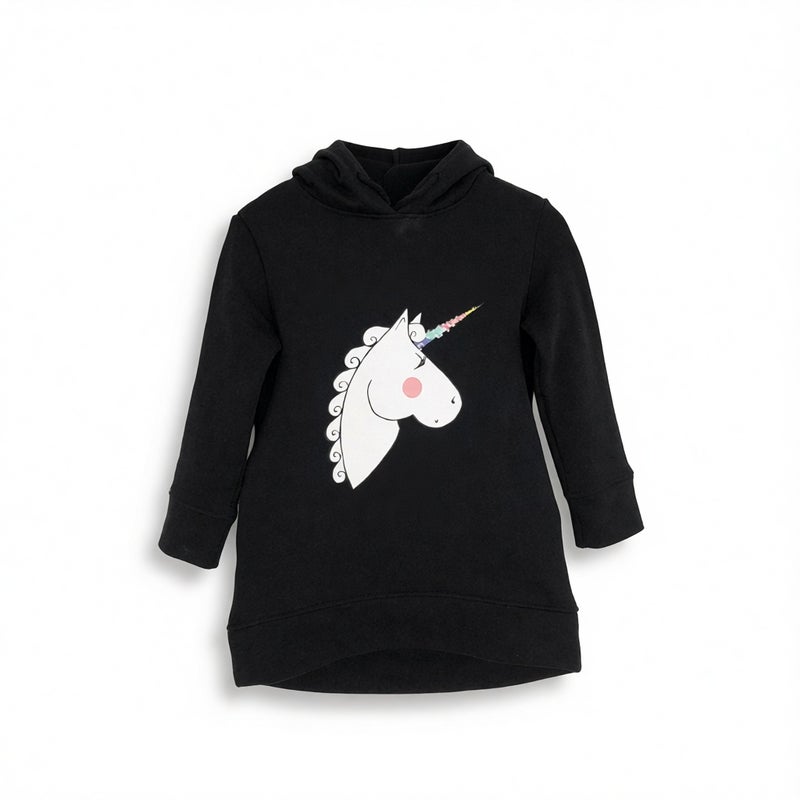 Unicorn Print Long Sleeve Hooded Dress Mother-Child Matching Short Dress - Image 5