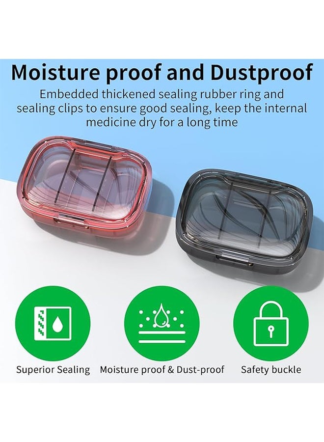 2 Pack 3 Compartment Small Pill Box, Moisture Proof Pill Case, Travel Pill Organizer for Pocket Purse, Daily Portable Medicine Vitamin Box, Fish Oil Box, Supplement Box - Image 4