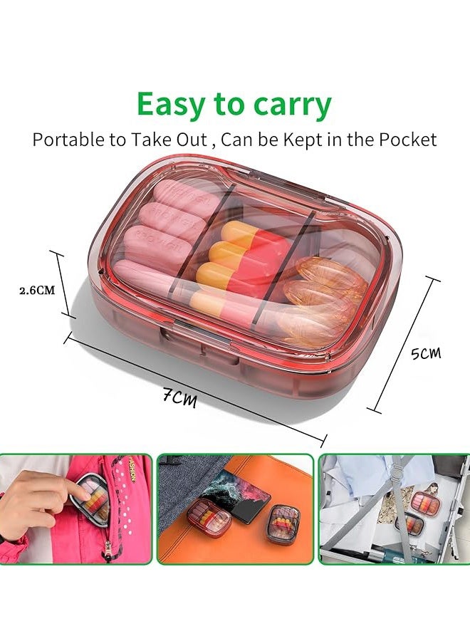 2 Pack 3 Compartment Small Pill Box, Moisture Proof Pill Case, Travel Pill Organizer for Pocket Purse, Daily Portable Medicine Vitamin Box, Fish Oil Box, Supplement Box - Image 2