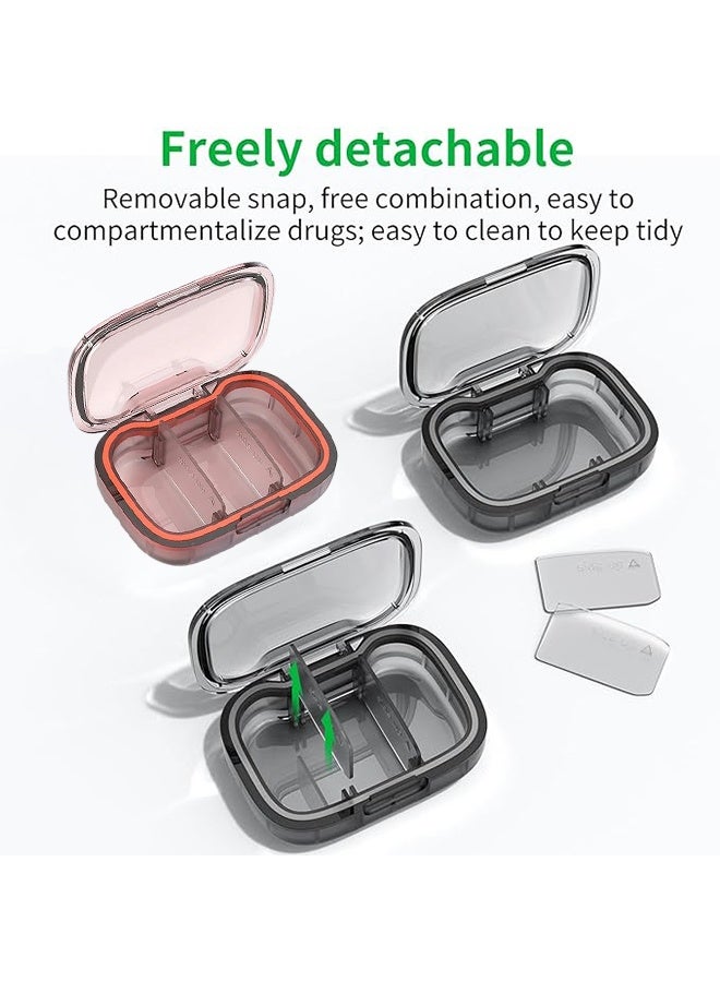 2 Pack 3 Compartment Small Pill Box, Moisture Proof Pill Case, Travel Pill Organizer for Pocket Purse, Daily Portable Medicine Vitamin Box, Fish Oil Box, Supplement Box - Image 3