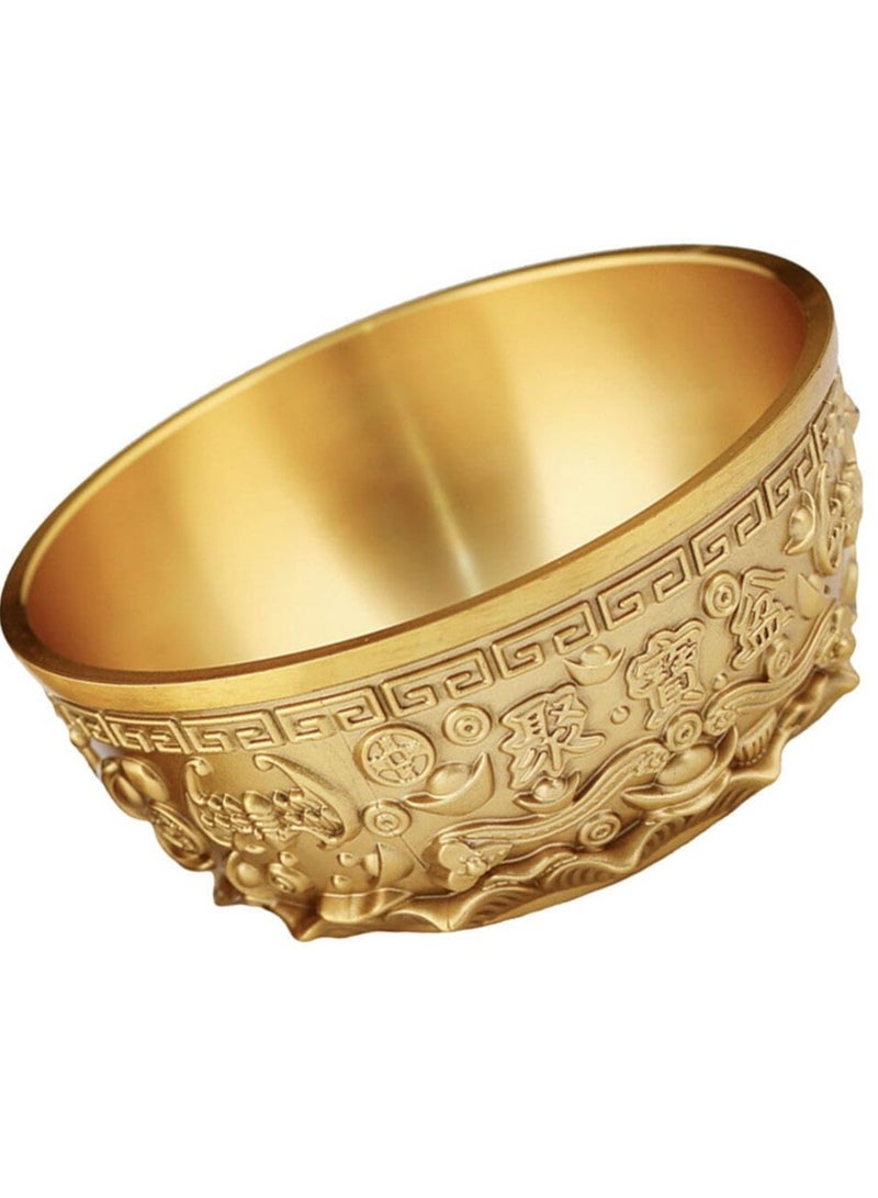 Excefore Brass Treasure Bowl, Gold Decor Home Decor Candy Bowl Treasure Basin Money Fortune Basin Treasure Bowl Chinese Fortune Bowl Desktop Decoration Home Supply Office Chinese Style Household Products - Image 1