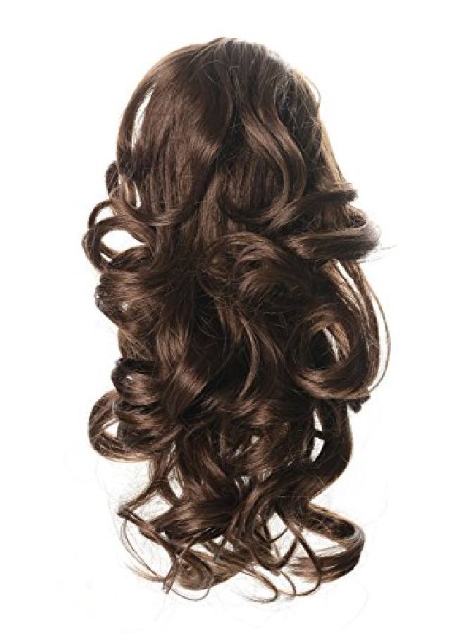 OneDor 12" Synthetic Fiber Natural Textured Curly Ponytail Clip In/On Hair Extension Hairpiece (10 Medium Golden Brown) - Image 1