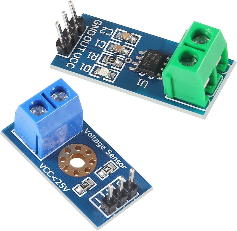 UMLIFE 3pcs ACS712 Hall Effect Current Sensor Module 30A Range ACS712 Module + 3pcs Voltage Sensor Module DC0-25V Voltage Tester Terminal Sensor for Arduino Raspberry Pi - Image 2
