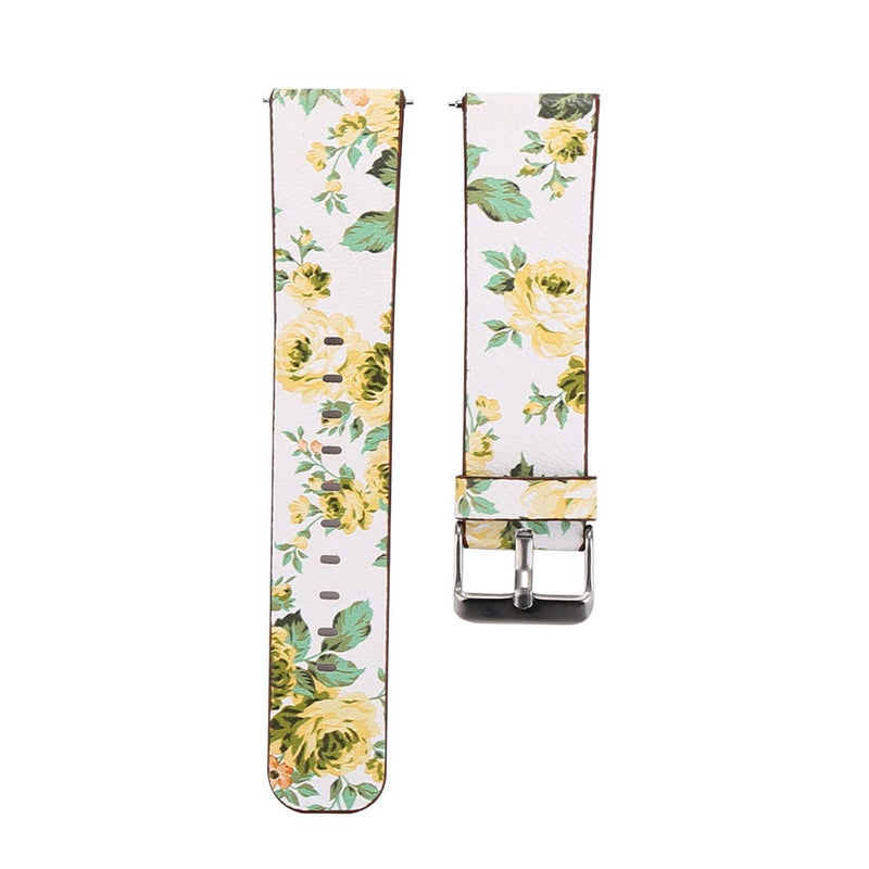 Small Floral Watch Strap Smart Watch Band Compatible for Fitbit Versa Casual Wear Yellow 1Pack - Image 1