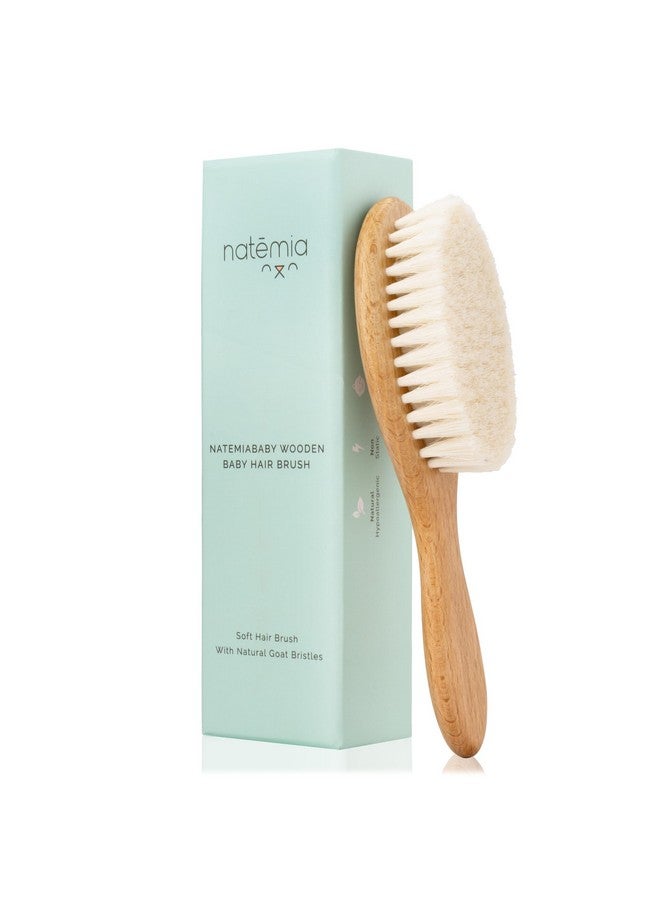 Natemia Natemia Soft Bristle Baby Hair Brush - Wooden Toddler & Newborn Grooming Cradle Cap Brush - Image 1