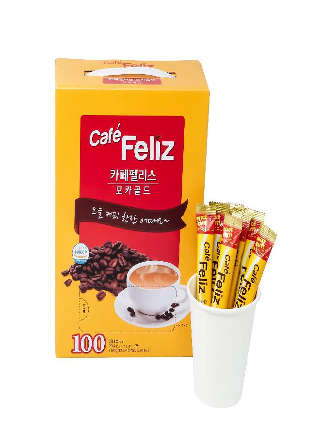 KOREA Cafe Feliz Mocha Gold Instant Coffee Mix, 0.42oz(12g) per Stick, 100 Sticks - Image 2