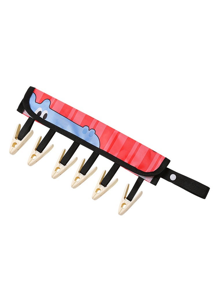 Travel Foldable Hangers Clothes Drying Rack ​Sock Clothesline Hotel Laundry Bathroom Towel Hanger Folding Cloth Clothes Clip Portable Clothespin with 6 Clips  - Image 1