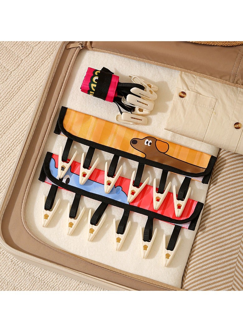 Travel Foldable Hangers Clothes Drying Rack ​Sock Clothesline Hotel Laundry Bathroom Towel Hanger Folding Cloth Clothes Clip Portable Clothespin with 6 Clips  - Image 5