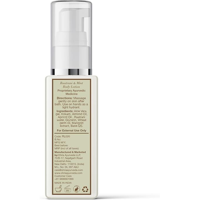 Ohria Ayurveda Raatrani & Mint Moisturizing Body Lotion For All Skin Type, 50ml - Image 2