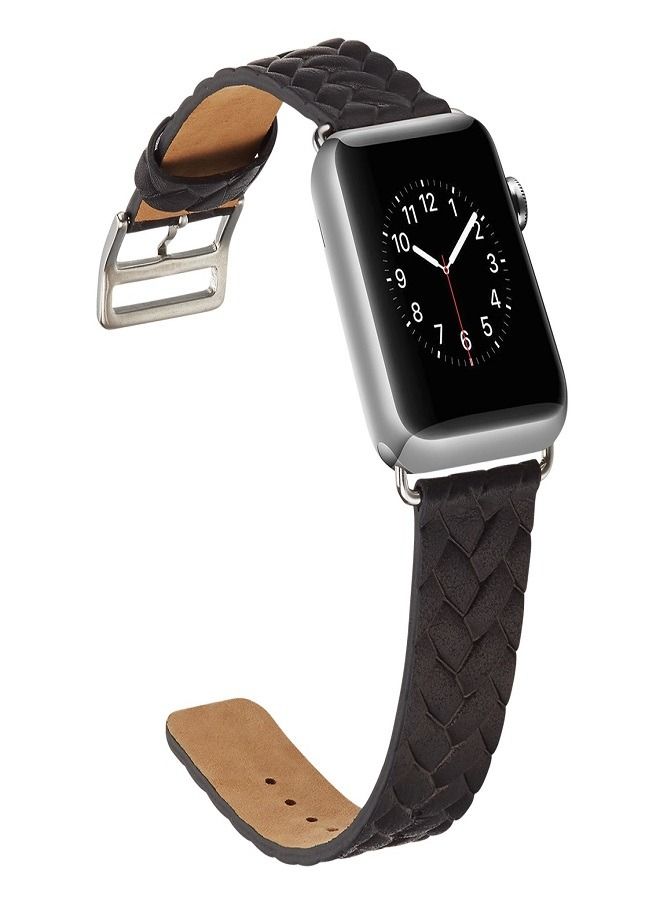 Suitable for Apple Watch Band iWatch2/3/5/6 Real Cowhide Watch Band Knitted New 38/40mm - Image 1