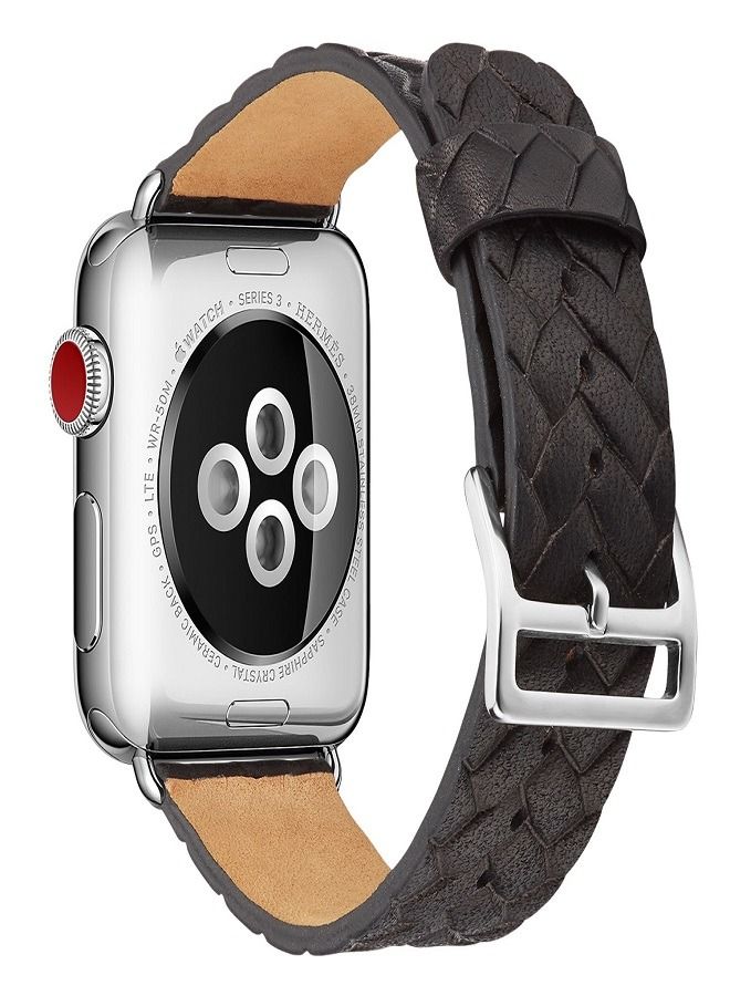 Suitable for Apple Watch Band iWatch2/3/5/6 Real Cowhide Watch Band Knitted New 38/40mm - Image 2